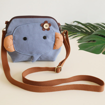 Three-color patch cartoon canvas messenger bag girl cute cloth bag student multi-function mobile phone coin purse