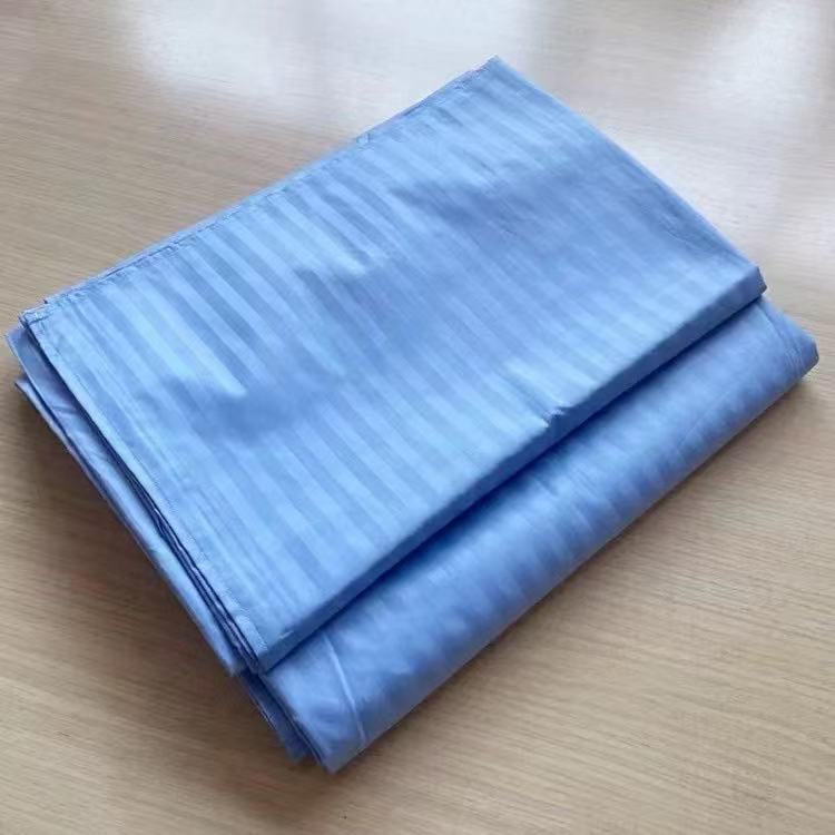 Pure Cotton Thickened Single Bed Sheet, Duvet Cover, Pillowcase, Blue Pinstripe, Wide Stripe, Thickened, Factory, Student Dormitory Pure Cotton Thickened Single Bed Sheet, Duvet Cover, Pillowcase, Blue Pinstripe, Wide Stripe, Thickened, Factory, Student Dormitory