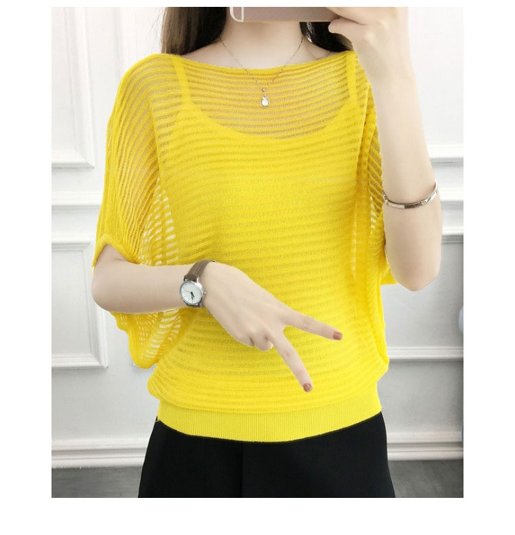 Mùa hè 2018 mới mỏng áo dơi rỗng áo sơ mi nữ rộng kích thước set áo len lụa băng lưới áo ghi lê len cho nữ