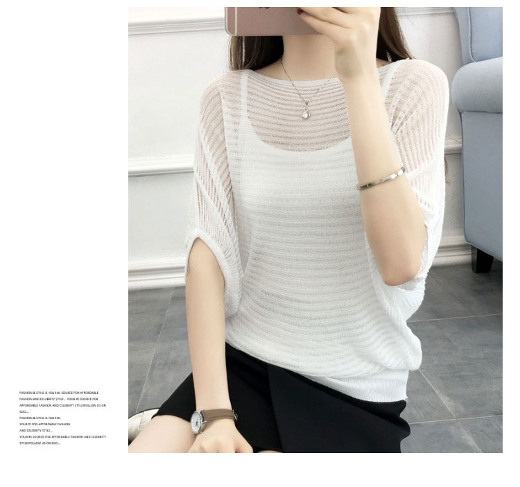 Mùa hè 2018 mới mỏng áo dơi rỗng áo sơ mi nữ rộng kích thước set áo len lụa băng lưới áo ghi lê len cho nữ