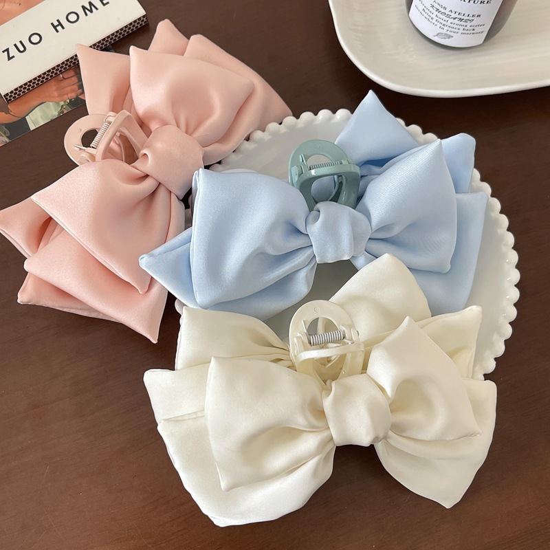 Sweet Satin Bow Grab on the Run Princess Shark Clip Double Sided Bow