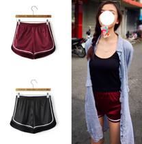 Floral and teen youthful infighting Jin Ni Zheng Xiuyeon Song Zuer Weibo the same wine red light facial sports shorts