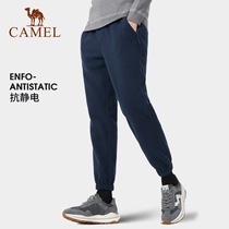 Camel Fleece Pants Mens Spring and Autumn Loose Elastic Anti-static Plus Velvet Thickened Warm Leg Black Trousers and Sweatpants