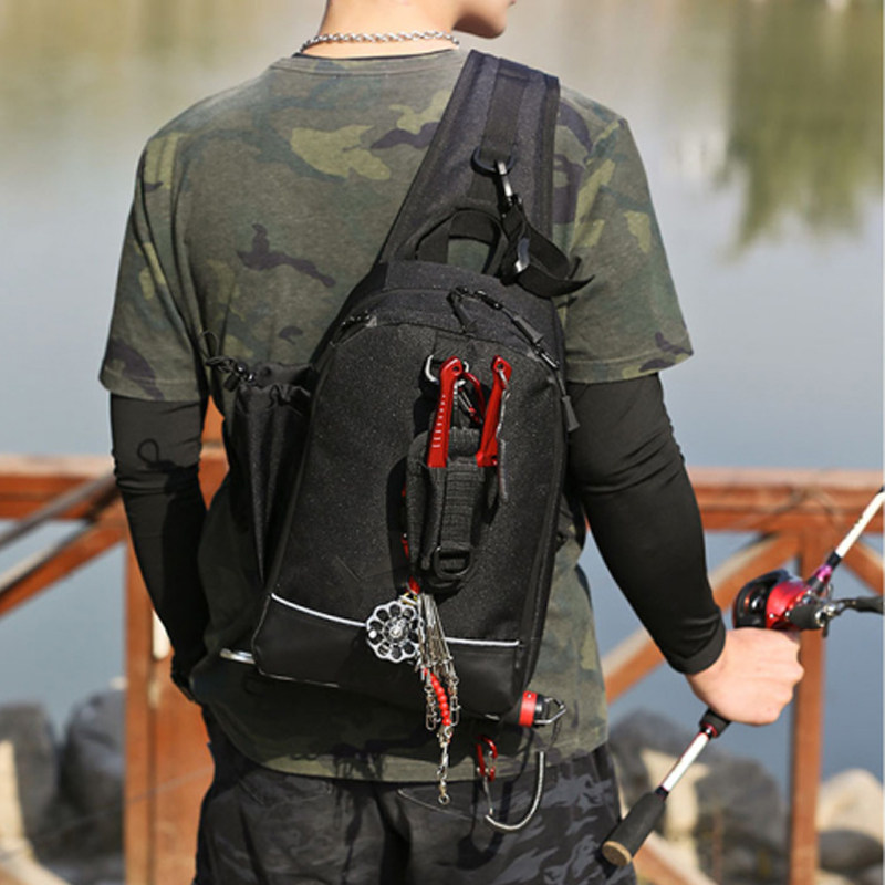 Multifunctional men's chest bag outdoor sports large-capacity storage bag Oxford cloth shoulder messenger bag fishing lure bag