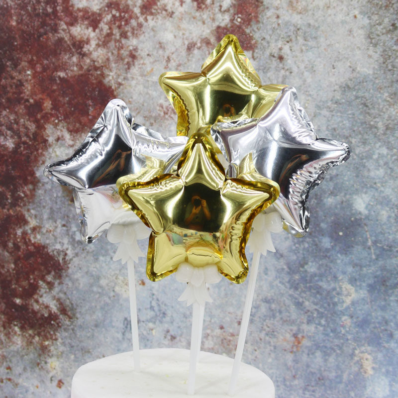 Cake decoration aluminum foil balloon Star balloon plug-in birthday party dessert table dress up automatic inflatable 5