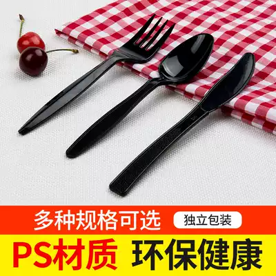 Disposable cake fork noodles fork steak fruit fork Western food knife and fork spoon plastic fork separate packaging 100