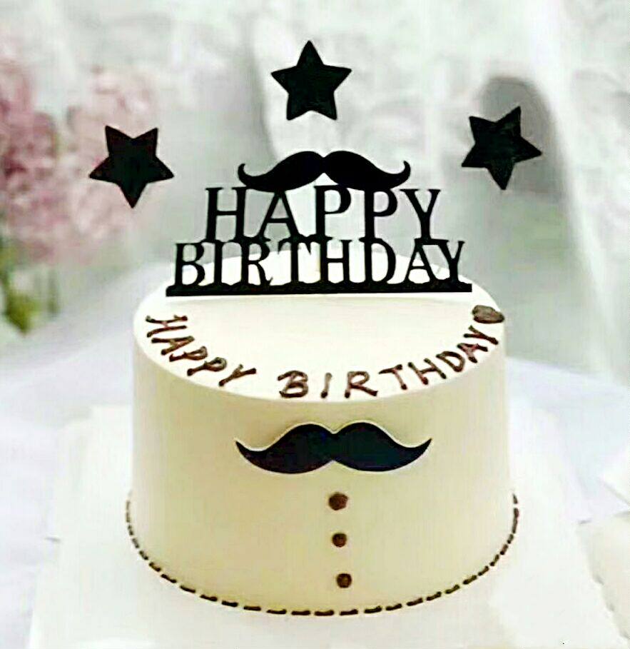 Cake Decoration Black Birthday Inserts Elegant Inn Gentleman Wind Suit Small Fragrant Wind Cake Decorate Pentagram