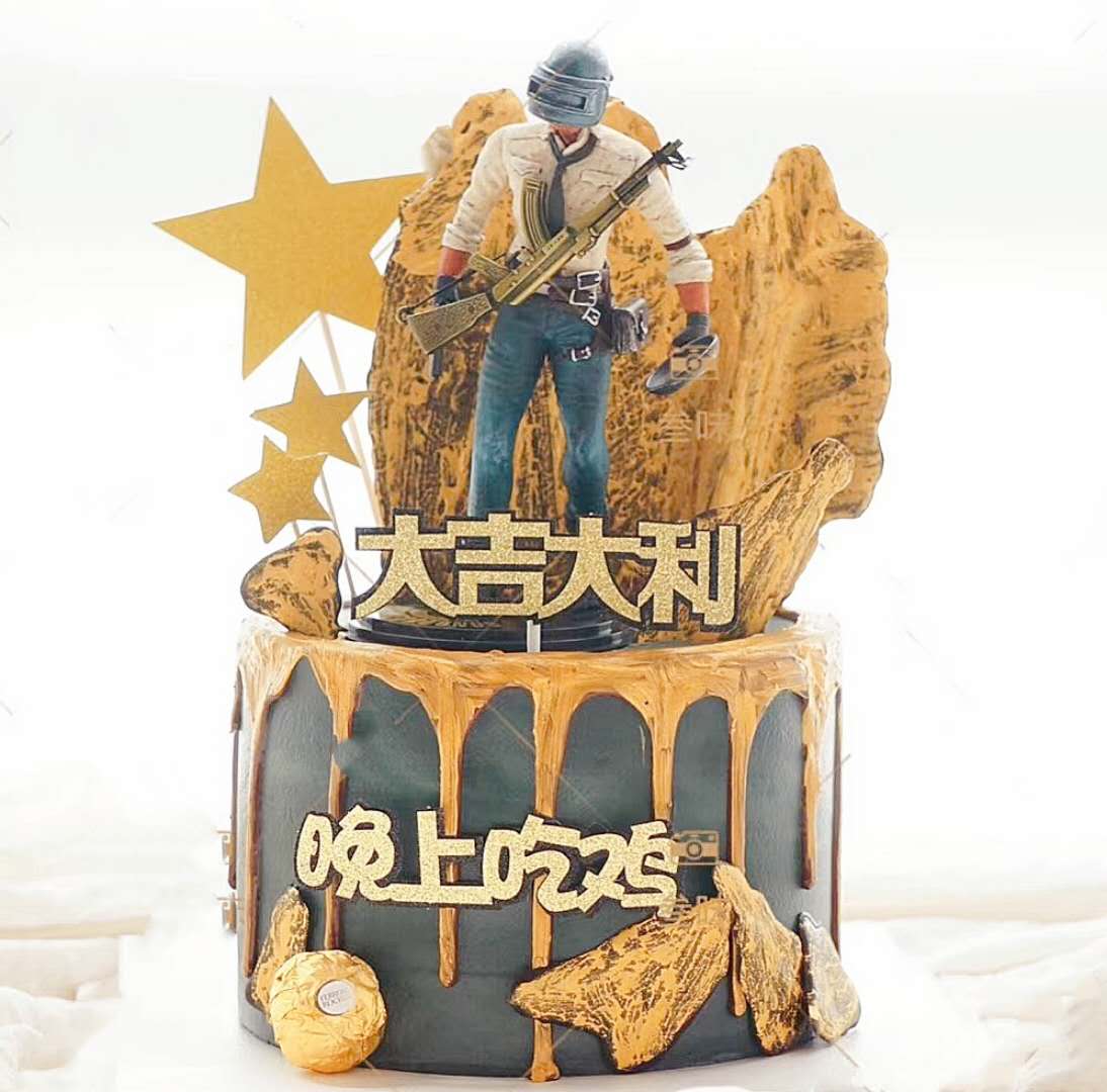 Cake Decoration Swing Accessories Internet Game Doll Eat Chicken Warrior Cake Doll Model Big Italian Plugin