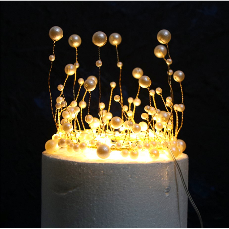 Cake decoration fittings pure hand - made round pearl crown ultra - flash lamp noble pearl crown decoration