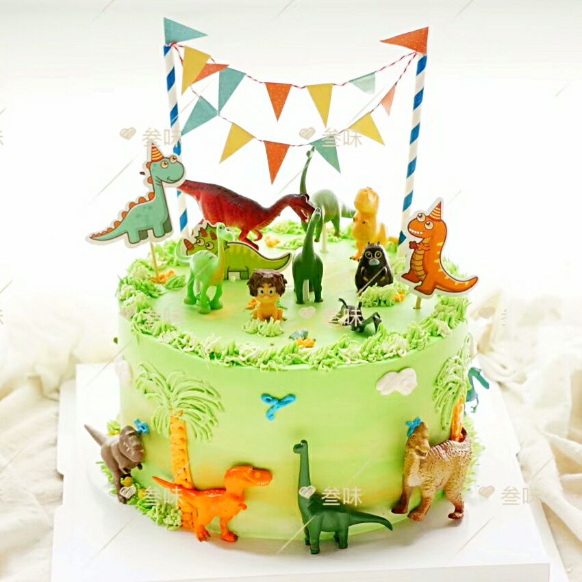 Cake decoration dinosaur cake doll ornaments Home-made good dinosaur and boy ornaments 12 pieces