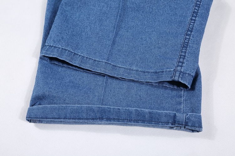 Người đàn ông trung niên đàn hồi eo cắt quần eo cao căng sâu đàn hồi lỏng thẳng 7 điểm jeans nam kích thước lớn quần short