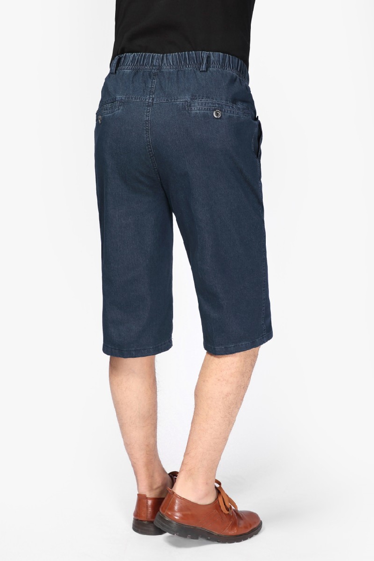 Người đàn ông trung niên đàn hồi eo cắt quần eo cao căng sâu đàn hồi lỏng thẳng 7 điểm jeans nam kích thước lớn quần short