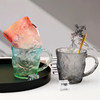 Japanese-Style Glacier Cup with Handle, Colorful Frosted Glass Cup, Trendy High-Appearance Water Cup, Juice Cup, Beer Cup
