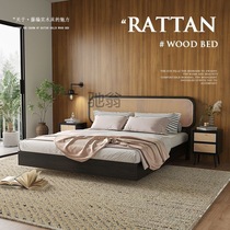 pq ash solid wood rattan bed 1 5m master bedroom simple modern home suspended double bed 1 8m bed and breakfast