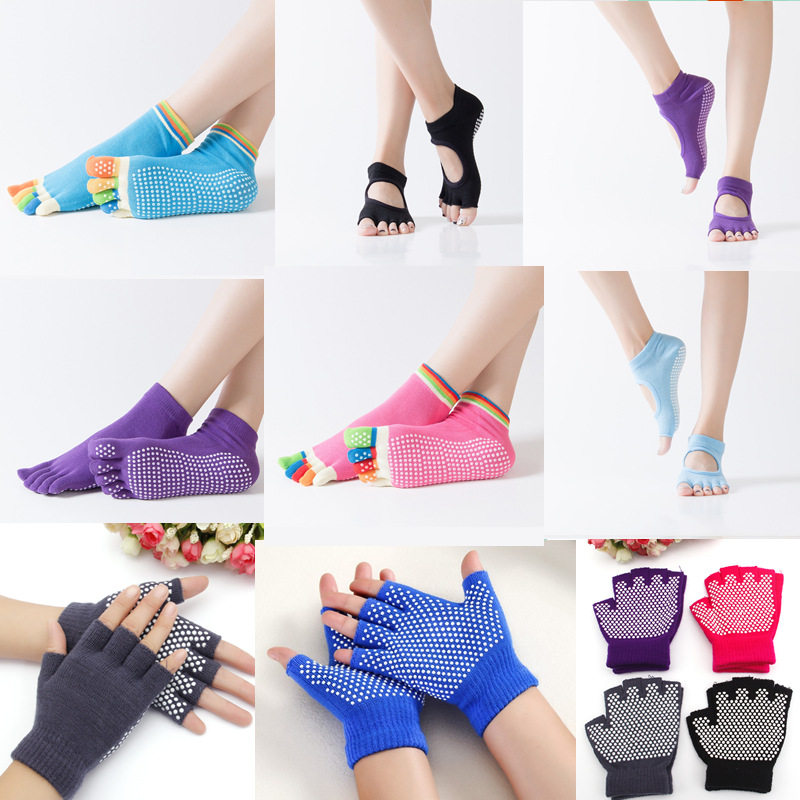 Color toe yoga socks Solid color five finger yoga socks Yoga gloves Backless fingerless yoga socks One piece on behalf of hair