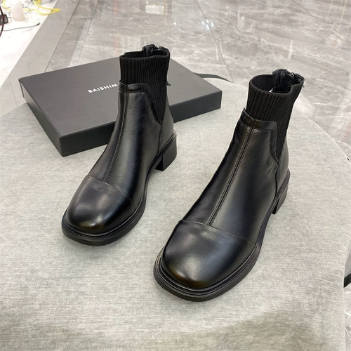 Martens, демисезонные универсальные короткие сапоги в английском стиле, широкий устойчивый каблук, в британском стиле, из натуральной кожи