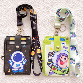 Cartoon Double-Sided Multi-Card Slot Campus Student Meal Card Zipper Neck Card Holder School Id Card Bus Card Id Card with Lanyard