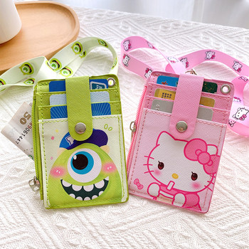 Cartoon Campus Student Meal Card Zipper Lanyard Card Holder Cute School Badge Bus Card Id Card Protective Cover with Lanyard