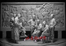  Custom artificial sandstone relief background wall FRP imitation copper cement sculpture party building anti-war cultural wall decoration