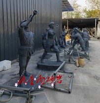  Imitation copper cast copper sculpture Outdoor square Cement FRP memorial hall Red revolutionary culture Military theme