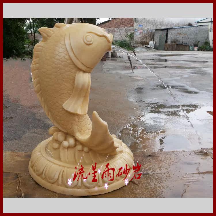 Relief Custom Sandstone Carp Water Spray Glass Fiber Resin Foam Sculpture Fountain Flower Bowl Villa Decorative Swing