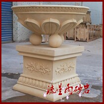 GRP customized sandstone copper embossed pillar base landscaped foam cement sculpted background wall pendulum decoration