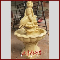 Artificial sandstone relief FRP fountain Garden landscape sculpture angel fountain villa real estate decoration