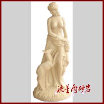  Meteor shower sandstone relief girl and sheep sandstone sculpture FRP garden FRP home decoration decoration materials