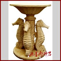 Sandstone flower relief sandstone sculpture glass fiber reinforced plastic seahorse flowerpot water spray Flower Bowl home decoration Hotel Villa decoration material
