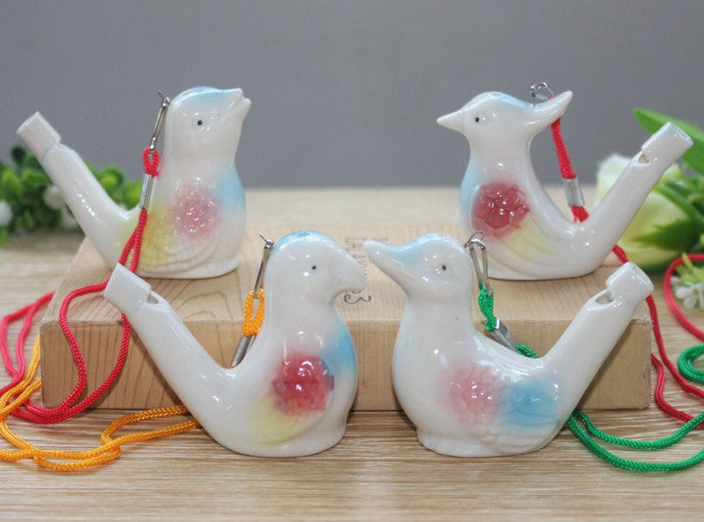 Color mud whistle clay sculpture ceramic music water bird whistle water flute whistle ornaments children's fun toys bird shape