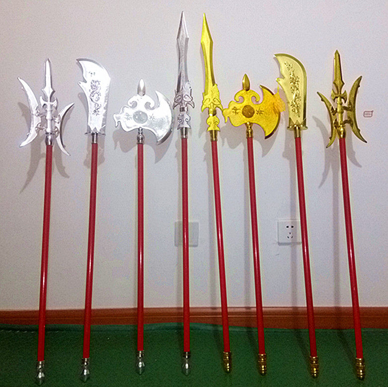 1 m Plastic gold and silver color Kuan Kung knife Qinglong moon knife square of the knife Fang Tianzhang Eight Snake Spear Red Tassel Gun Xuanax