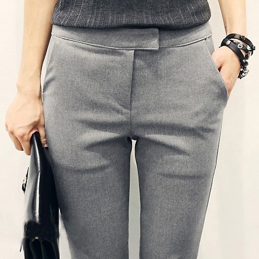 slim fit dress slacks Women's ASA Heathered Knit Crop Top & Pants Set in Heather Grey