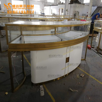 玻璃展示柜不锈钢珠宝柜 高端圆弧形珠宝展柜 商场玻璃珠宝展柜