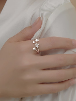 925 sterling silver daisy flower niche design ring women's ring forest style fresh bestie gift tail ring