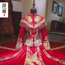 Dragon Phoenix coat bride 2020 new autumn winter wedding dress female Chinese style bridal dress Chinese style show kimono