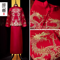 Luo Jin star same mens Xiuhe clothing autumn and winter red groom Chinese wedding dress toast clothing costume wedding dress