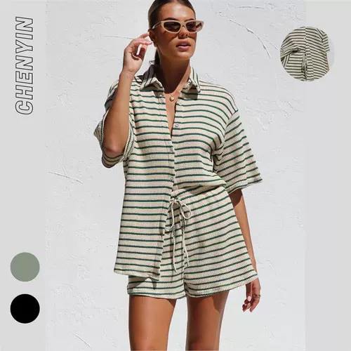 Брендовый свежий комплект, рубашка, шорты, европейский стиль