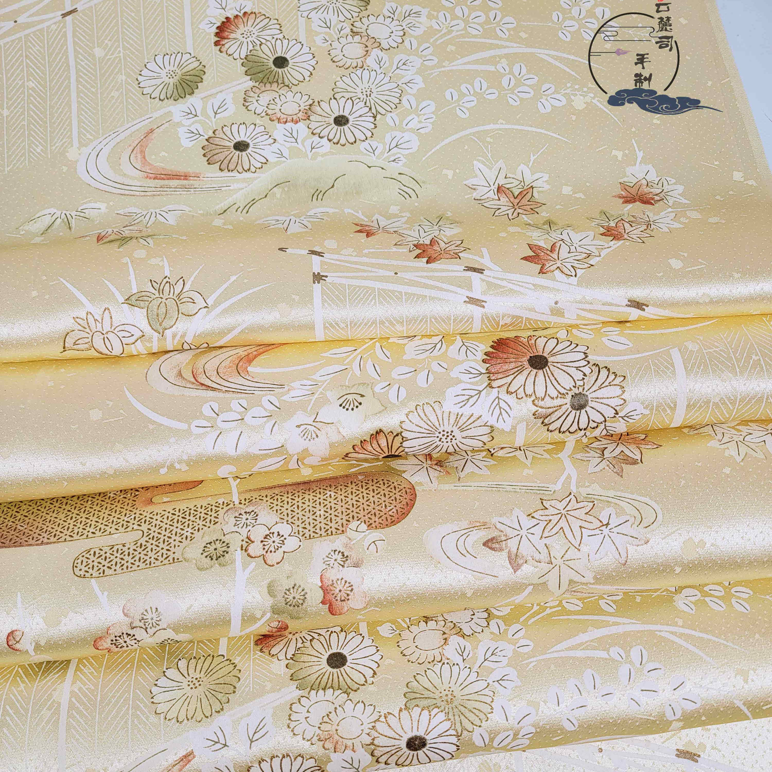 日本正绢小纹手绘团花花草蚕丝反解布料披肩旗袍汉服制衣手工荷包,穿越时空的东方美学!🌸-布面料-淘宝好物网