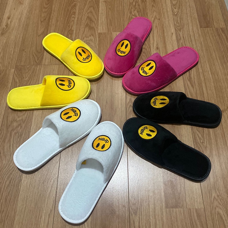 Justin Bieber Smiley Face Trendy Casual Home Plush Thickened Couple's Unisex Autumn and Winter Warm Cotton Slippers