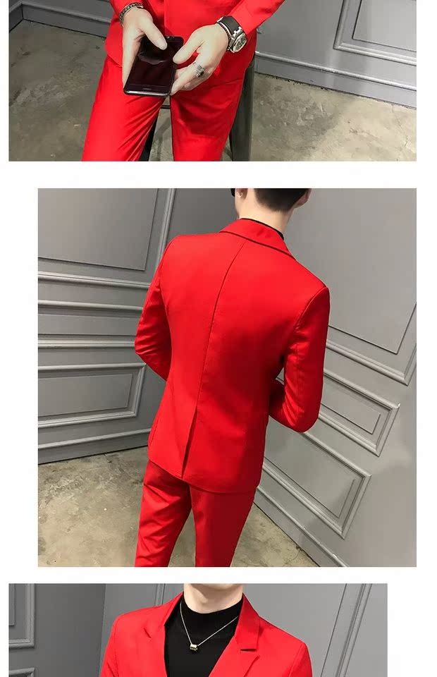 Bộ đồ vest nam tự canh bốn mùa dài tay màu rắn miễn phí hai mảnh hai mảnh khóa đôi đêm thanh công sở quần áo phù hợp thoi trang nam