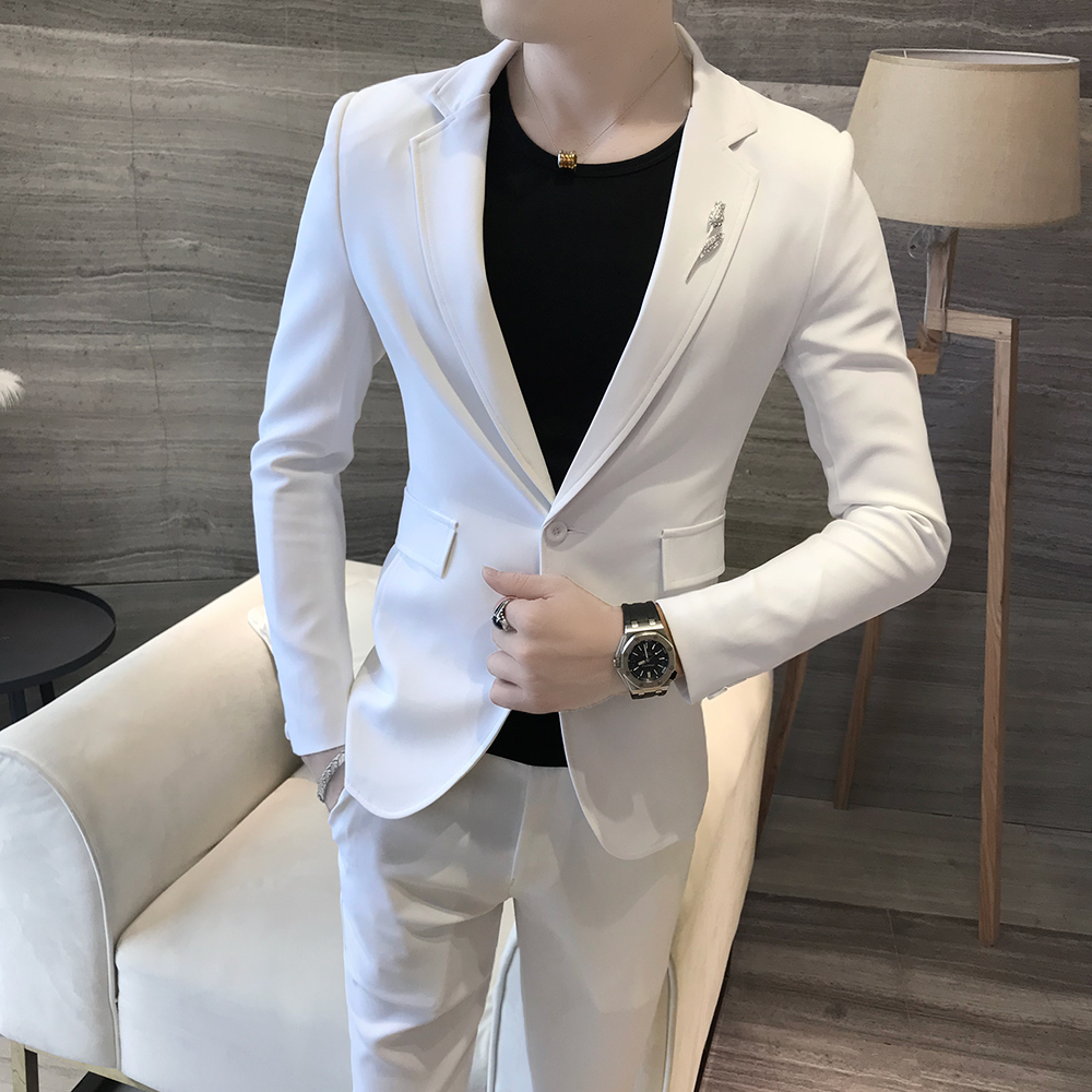 Suit phù hợp với nam chú rể cắt phù dâu hát chiếc váy cửa hàng đêm tân hôn để làm việc Hàn Quốc phiên bản đẹp trai phù hợp với hai mảnh thiết triều nam