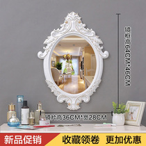 Beauty salon makeup mirror Wall-mounted large HD wall-mounted European style dressing mirror Girl heart desktop bedroom princess mirror