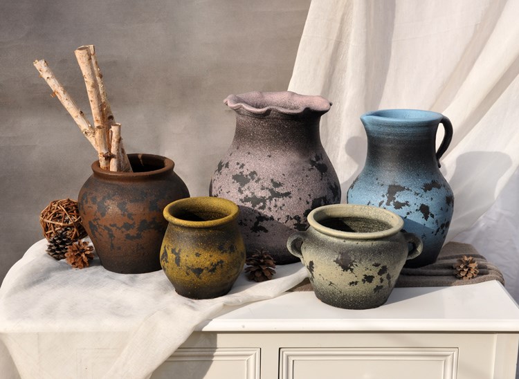 Đồ đá mọng nước chậu cây gốm mage đen đống cũ hoa lớn đất thở hai tai đất sét - Vase / Bồn hoa & Kệ chậu trồng rau thông minh