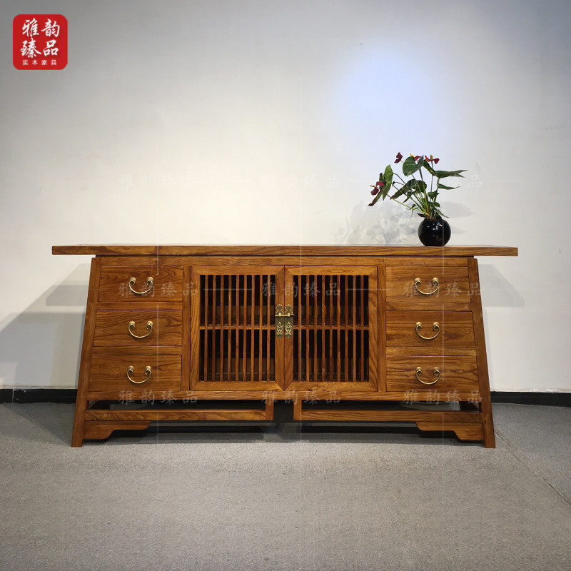 Old elm solid wood TV cabinet drawer cabinet modern new Chinese style sideboard cabinet porch cabinet tea cabinet paint-free furniture custom