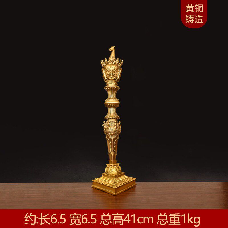 純黃銅手工法器馬頭明王普巴金剛杵中式風格降魔杵大號金剛橛擺件