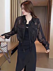 Summer new fashion versatile sun protection long-sleeved shirt women's light luxury high-end cardigan short jacket slimming top