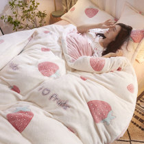  Italy IMOM winter three-piece flannel thickened double-sided milk plus velvet bed three-piece sheets