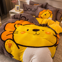  Italy IMOM thickened coral velvet four-piece winter cartoon flannel sheets double-sided milk velvet quilt cover