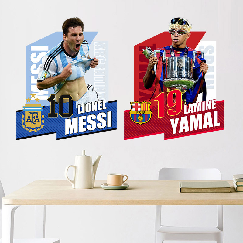 Football Poster Wall Sticker Cristiano Ronaldo Messi Champions League Yamal Room Bedroom Wardrobe Wallpaper Sports Lottery Store Decorative Painting