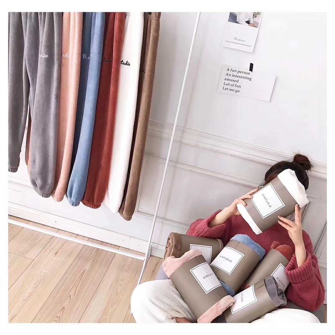 Mùa thu đông mới nhà bà lười nhà san hô nhung ấm quần ấm đơn giản cổ tích nhỏ thoải mái thả lỏng đôi ngủ quần đũi nam cao cấp